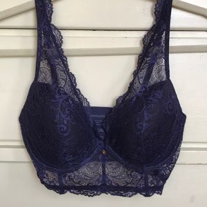 ThirdLove Longline Lace Plunge Bra 32D - Navy